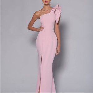 Dolce Moda Pink Off-Shoulder Gown/ Evening Dress/ Maxi Dress